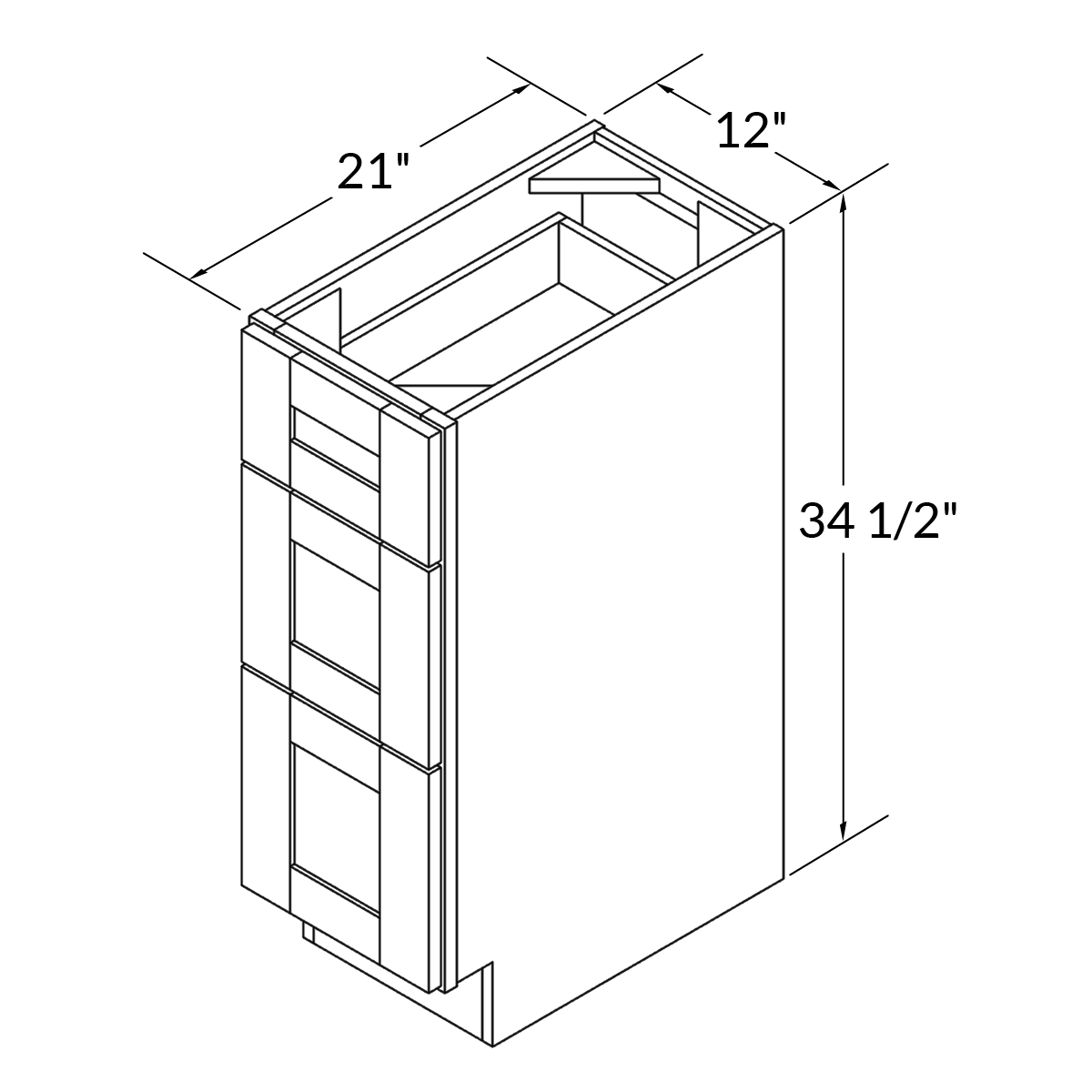 Vanity Drawer Base Cabinet VDB1221345 Colonial Gray LessCare 12 in. width 34.5 in. height 21 in. depth - Bathroom
