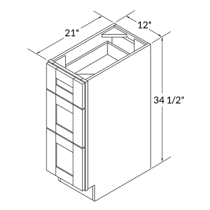 Vanity Drawer Base Cabinet VDB1221345 Colonial Gray LessCare 12 in. width 34.5 in. height 21 in. depth - Bathroom