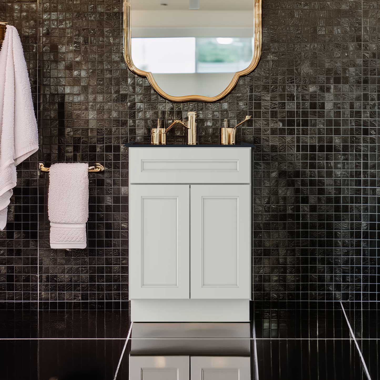 Vanity Sink Base Cabinet 24’’W x 21’’D x 34 1/2’’H Milan Pearl - Bathroom Vanities