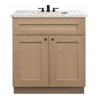 Vanity Sink Base Cabinet 30 in W x 21 in D x 34 1/2 in H - Shaker Toffee - Bathroom Vanities