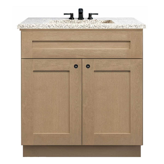 Vanity Sink Base Cabinet 30 in W x 21 in D x 34 1/2 in H - Shaker Toffee - Bathroom Vanities