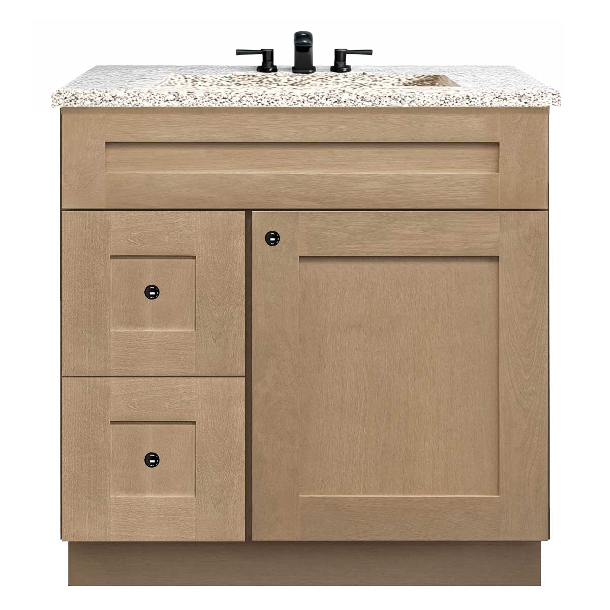 Vanity Sink Base Cabinet with Left Drawers 30 in W x 21 in D x 34 1/2 in H Shaker Toffee - Bathroom Vanities