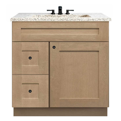 Vanity Sink Base Cabinet with Left Drawers 30 in W x 21 in D x 34 1/2 in H Shaker Toffee - Bathroom Vanities