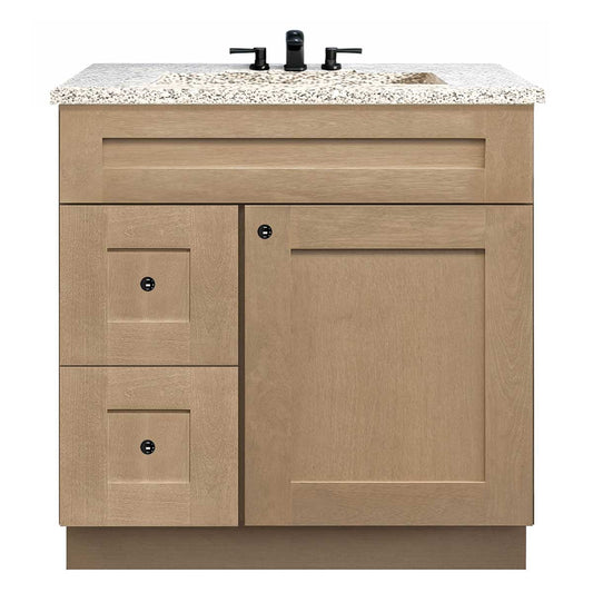 Vanity Sink Base Cabinet with Left Drawers 30 in W x 21 in D x 34 1/2 in H Shaker Toffee - Bathroom Vanities