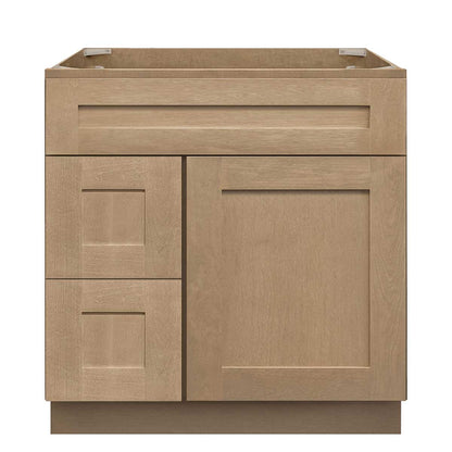 Vanity Sink Base Cabinet with Left Drawers 30 in W x 21 in D x 34 1/2 in H Shaker Toffee - Bathroom Vanities