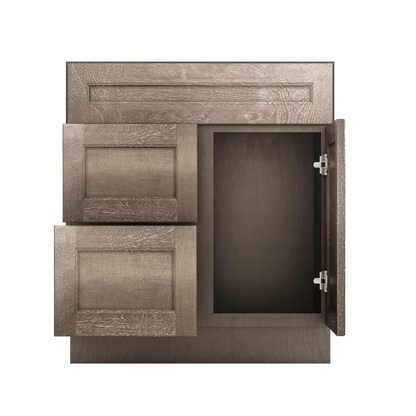 Vanity Sink Base Cabinet with Left Drawers 30 W x 21 D x 34 H - Milan Slate - Bathroom Vanities