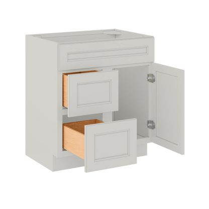 Vanity Sink Base Cabinet with Left Drawers 30 W x 21 D x 34 H - Milan Pearl - Bathroom Vanities