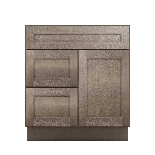 Vanity Sink Base Cabinet with Left Drawers 30 W x 21 D x 34 H - Milan Slate - Bathroom Vanities