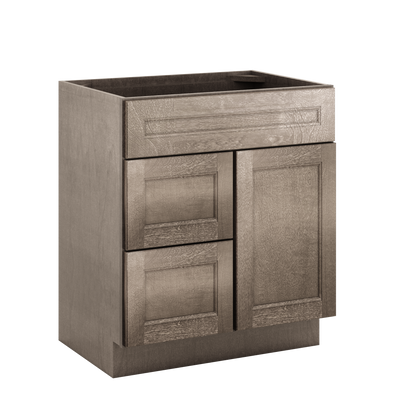 Vanity Sink Base Cabinet with Left Drawers 30 W x 21 D x 34 H - Milan Slate - Bathroom Vanities