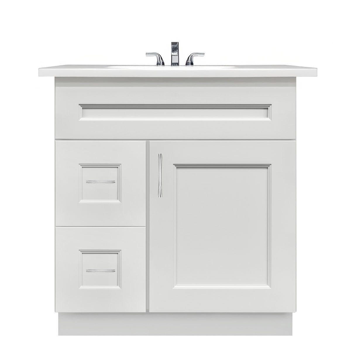 Vanity Sink Base Cabinet with Left Drawers 30 W x 21 D x 34 H - Milan Pearl - Bathroom Vanities