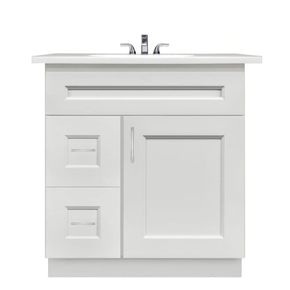 Vanity Sink Base Cabinet with Left Drawers 30 W x 21 D x 34 H - Milan Pearl - Bathroom Vanities
