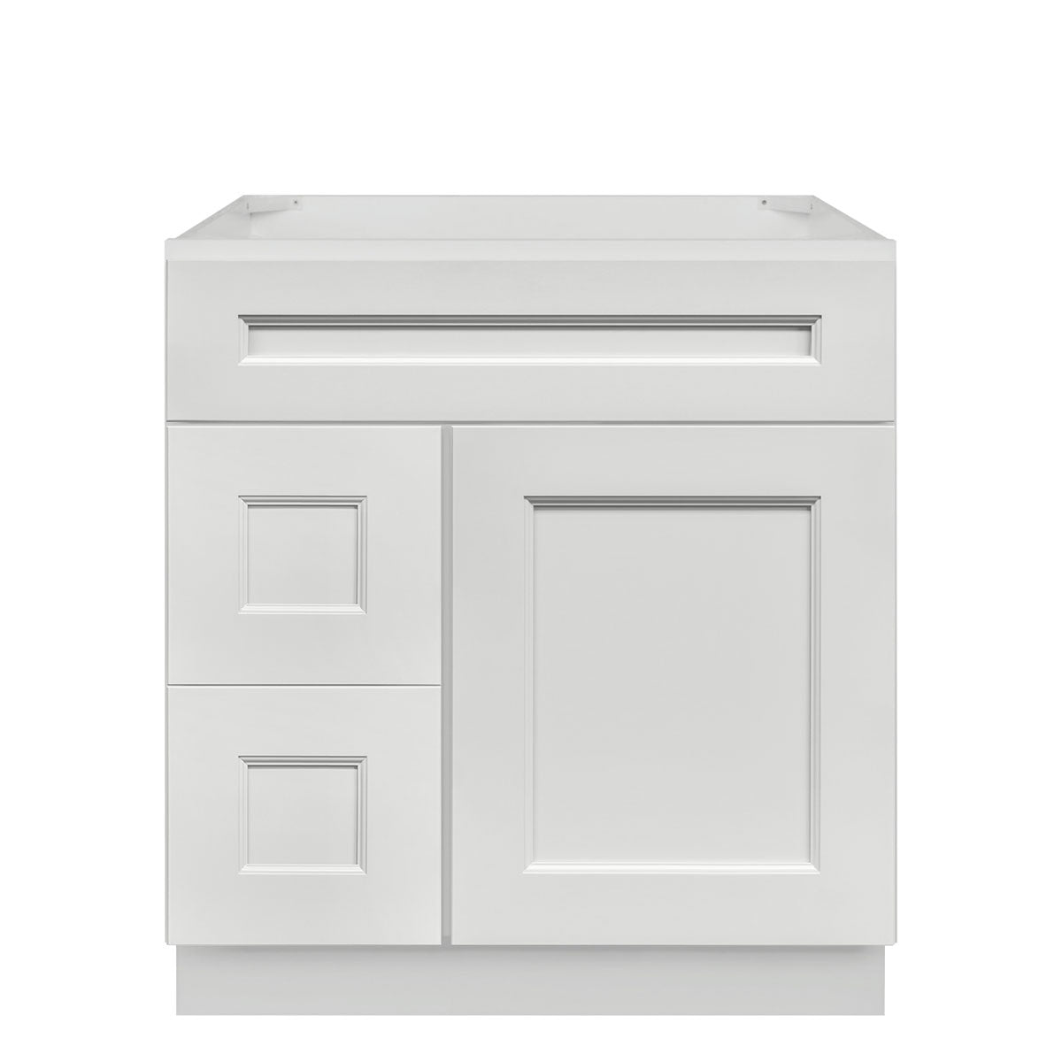 Vanity Sink Base Cabinet with Left Drawers 30 W x 21 D x 34 H - Milan Pearl - Bathroom Vanities