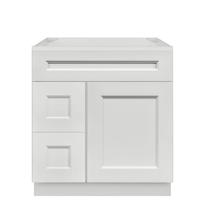 Vanity Sink Base Cabinet with Left Drawers 30 W x 21 D x 34 H - Milan Pearl - Bathroom Vanities