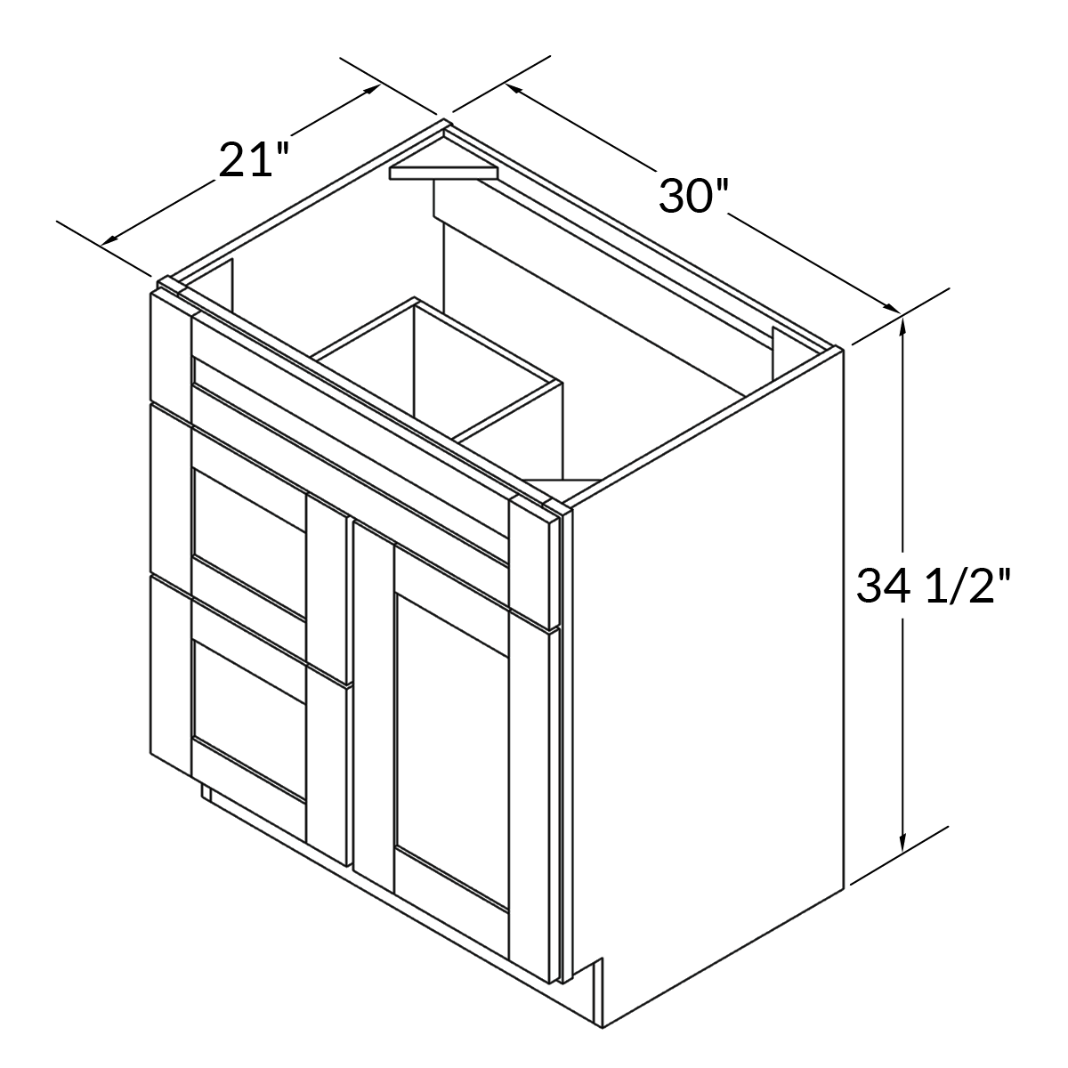 Vanity Sink Base Cabinet with Left Drawers 30 W x 21 D x 34 H - Milan Slate - Bathroom Vanities