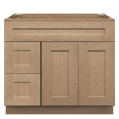 Vanity Sink Base Cabinet with Left Drawers 36 in W x 21 in D x 34 1/2 in H Shaker Toffee Bathroom Vanities