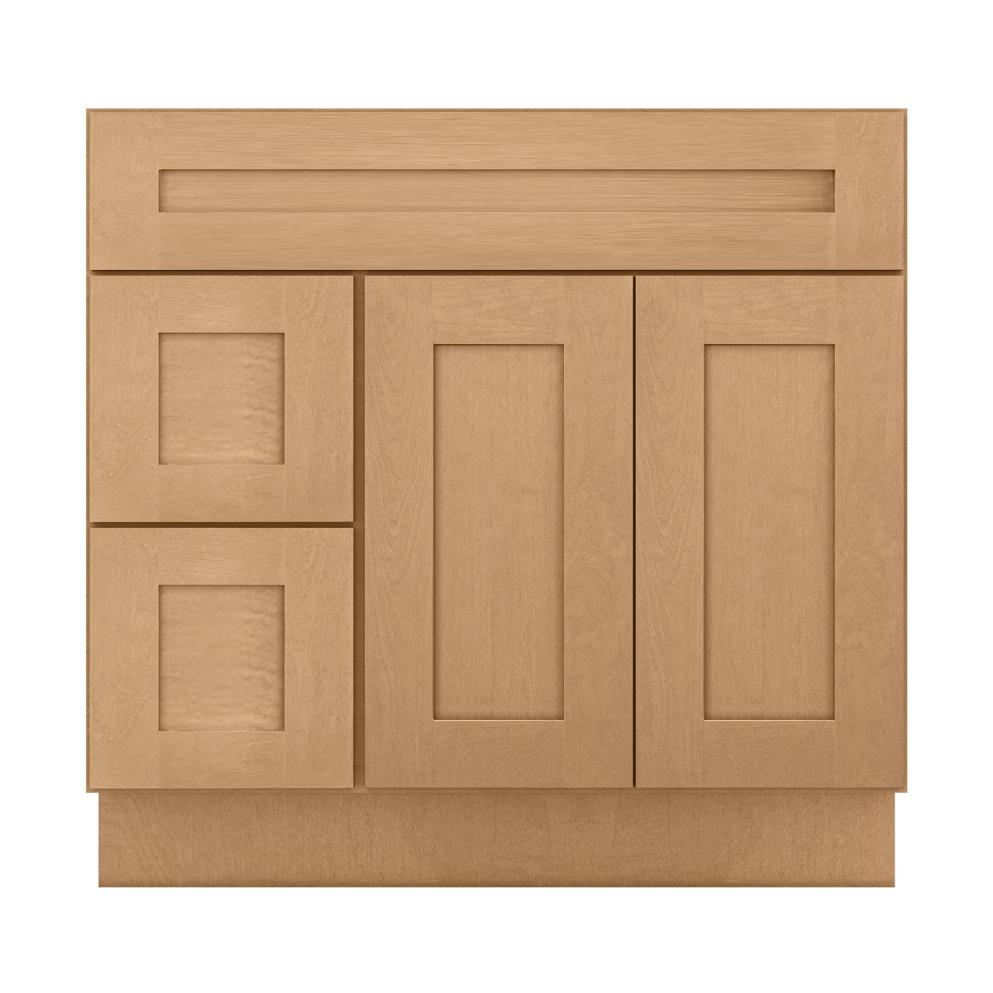 Vanity Sink Base Cabinet with Left Drawers 36 in W x 21 in D x 34 1/2 in H Shaker Toffee Bathroom Vanities