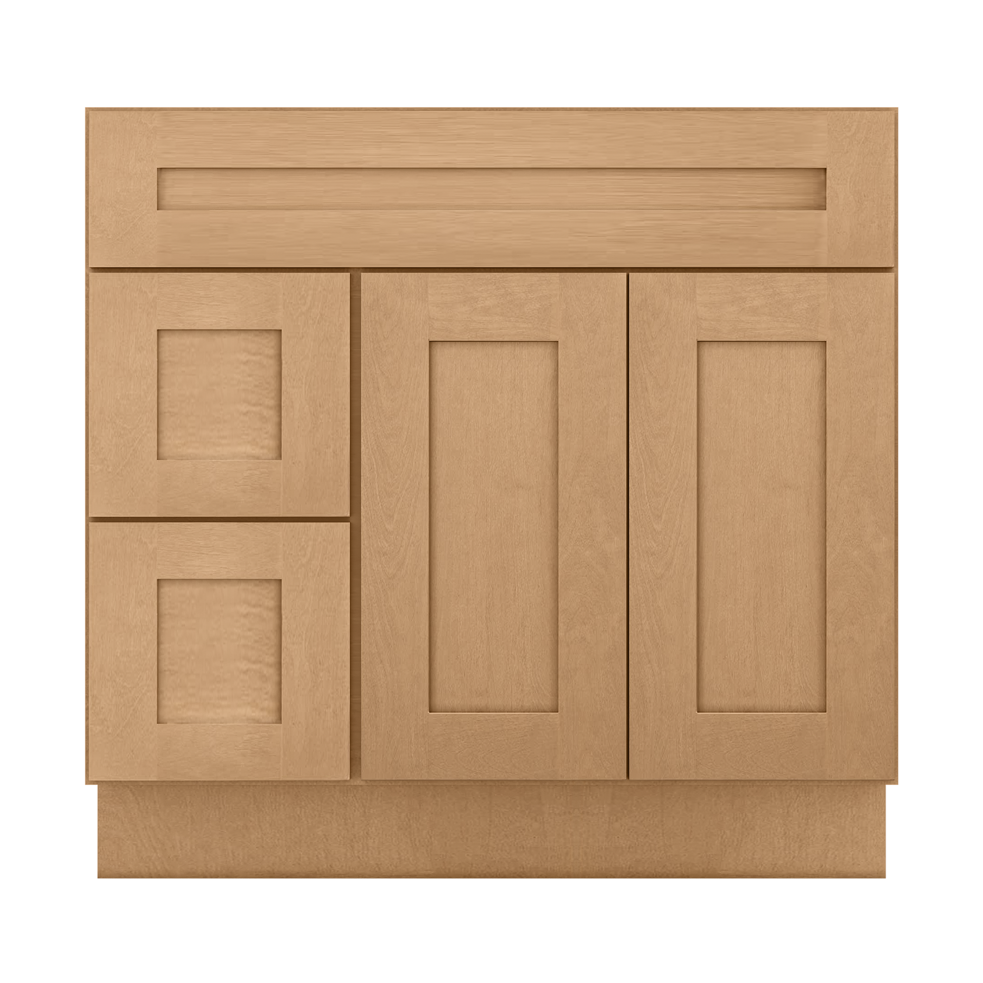 Vanity Sink Base Cabinet with Left Drawers 36 in W x 21 in D x 34 1/2 in H Shaker Toffee Bathroom Vanities