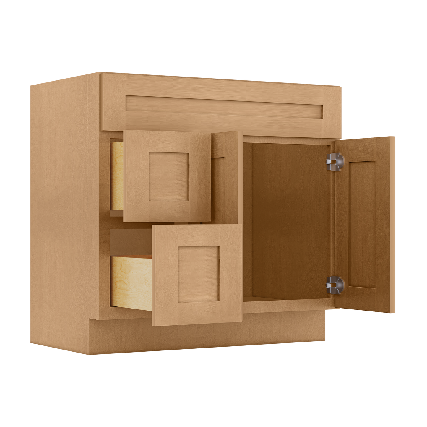 Vanity Sink Base Cabinet with Left Drawers 36 in W x 21 in D x 34 1/2 in H Shaker Toffee Bathroom Vanities