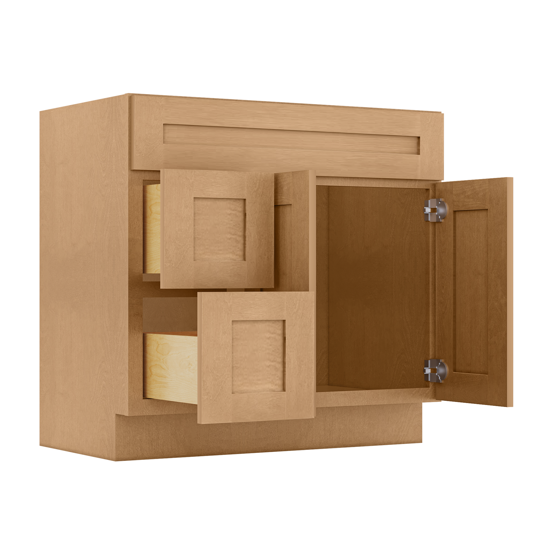 Vanity Sink Base Cabinet with Left Drawers 36 in W x 21 in D x 34 1/2 in H Shaker Toffee Bathroom Vanities