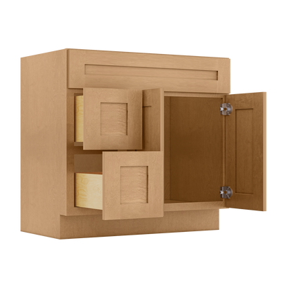 Vanity Sink Base Cabinet with Left Drawers 36 in W x 21 in D x 34 1/2 in H Shaker Toffee Bathroom Vanities