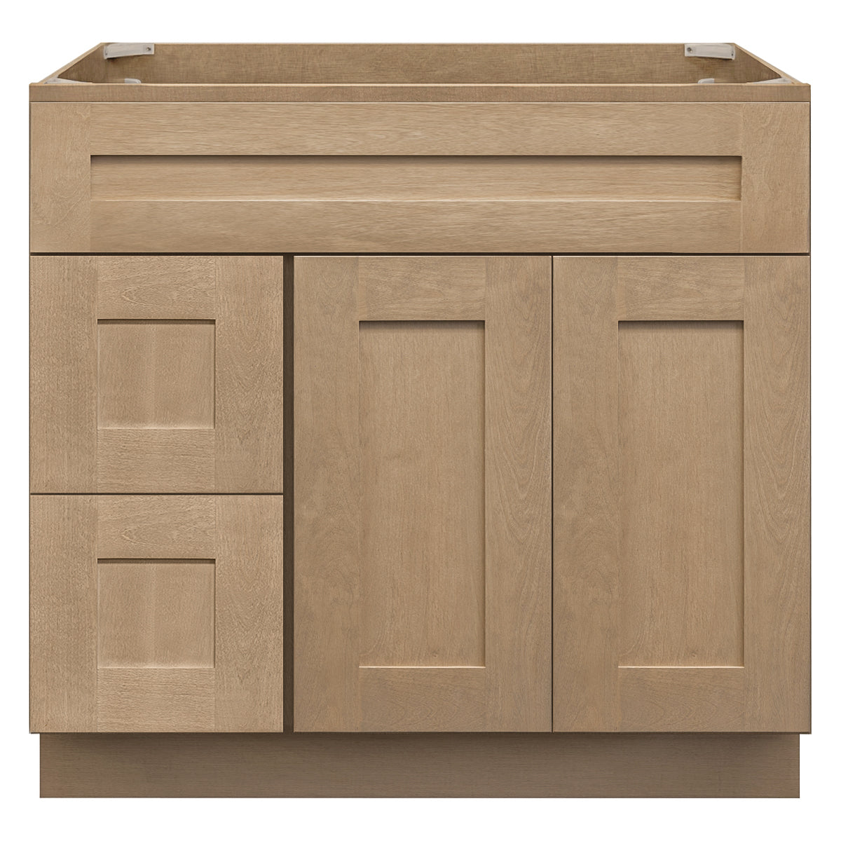 Vanity Sink Base Cabinet with Left Drawers 36 in W x 21 in D x 34 1/2 in H Shaker Toffee Bathroom Vanities