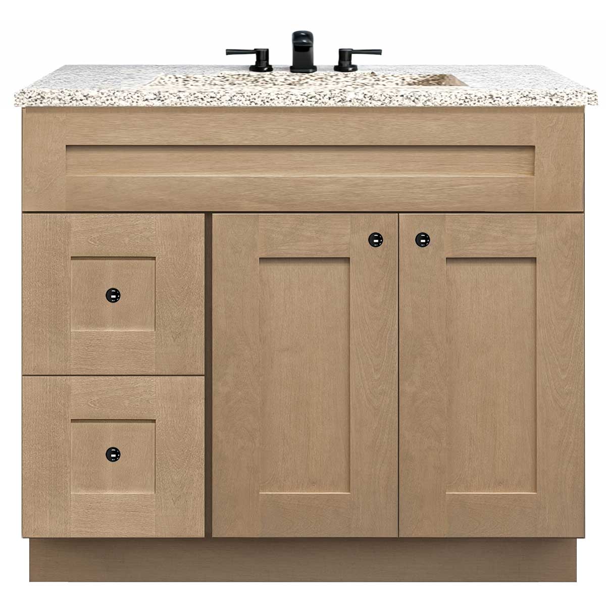 Vanity Sink Base Cabinet with Left Drawers 36 in W x 21 in D x 34 1/2 in H Shaker Toffee Bathroom Vanities