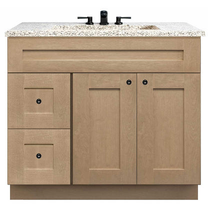 Vanity Sink Base Cabinet with Left Drawers 36 in W x 21 in D x 34 1/2 in H Shaker Toffee Bathroom Vanities