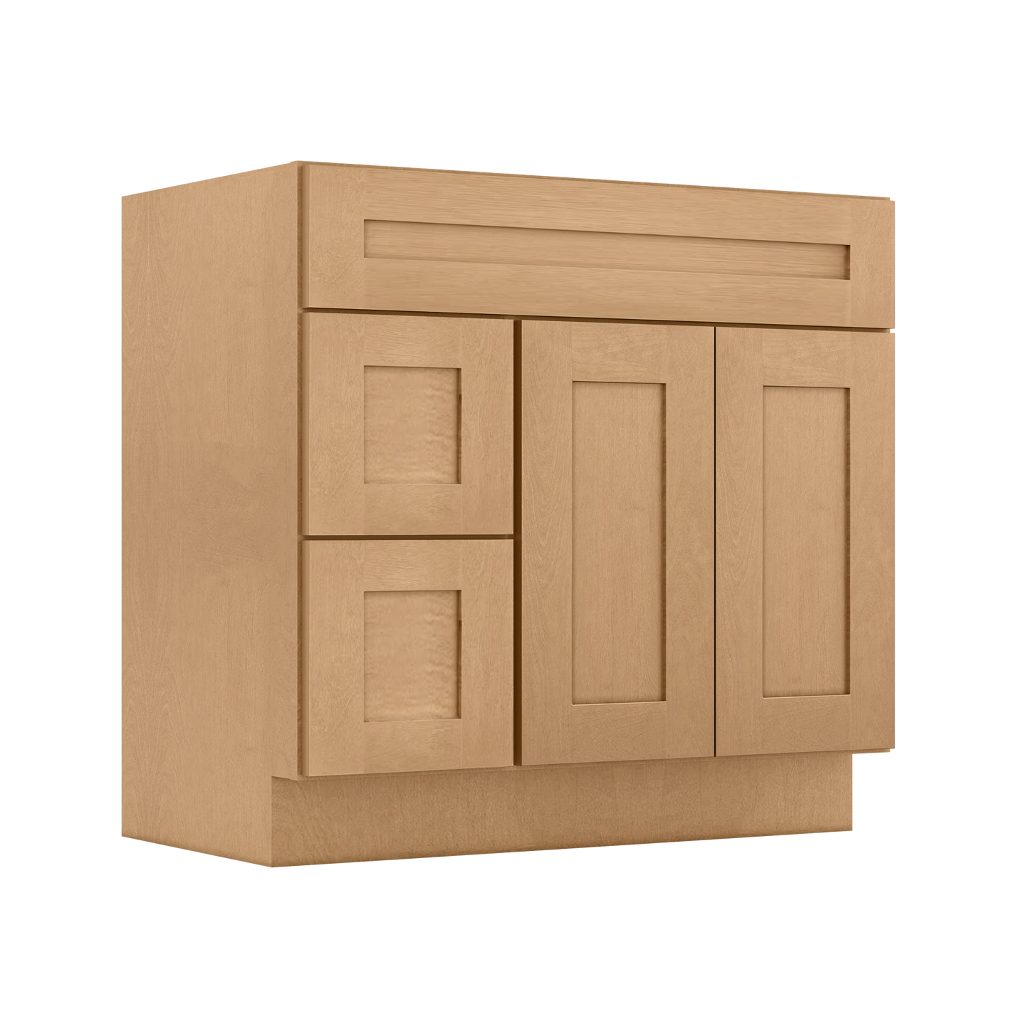 Vanity Sink Base Cabinet with Left Drawers 36 in W x 21 in D x 34 1/2 in H Shaker Toffee Bathroom Vanities