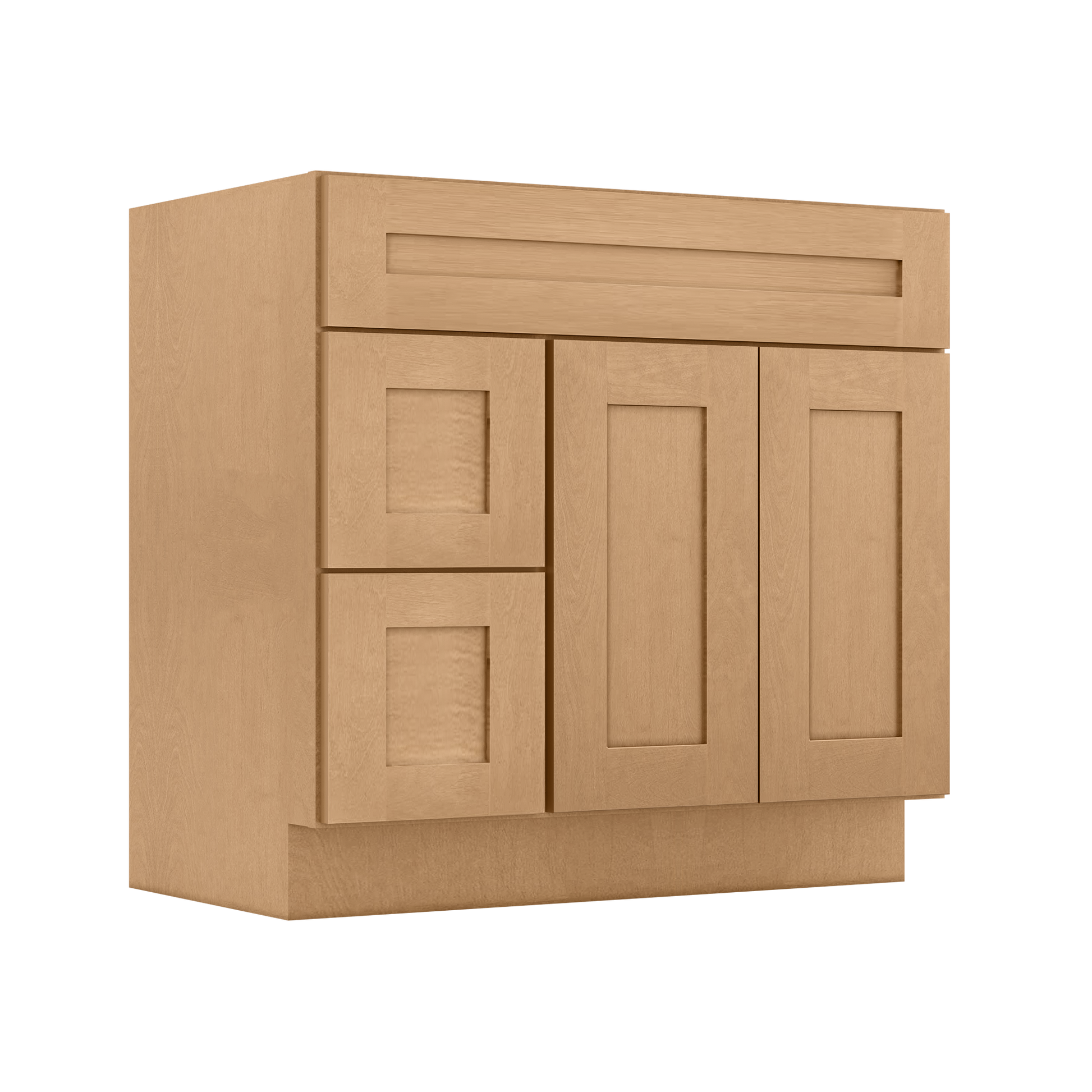 Vanity Sink Base Cabinet with Left Drawers 36 in W x 21 in D x 34 1/2 in H Shaker Toffee Bathroom Vanities