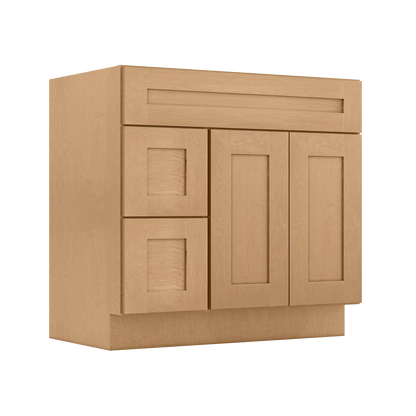 Vanity Sink Base Cabinet with Left Drawers 36 in W x 21 in D x 34 1/2 in H Shaker Toffee Bathroom Vanities