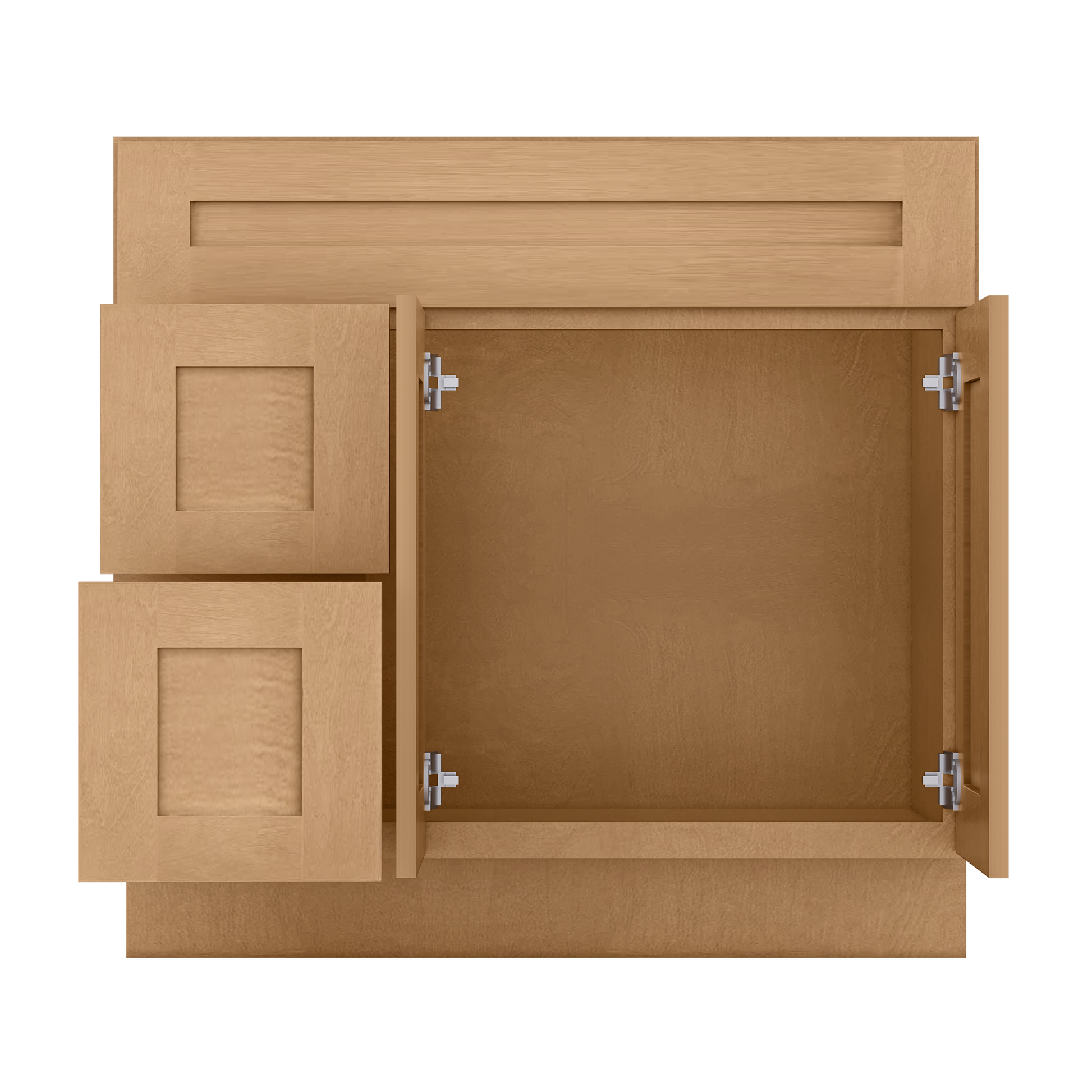 Vanity Sink Base Cabinet with Left Drawers 36 in W x 21 in D x 34 1/2 in H Shaker Toffee Bathroom Vanities