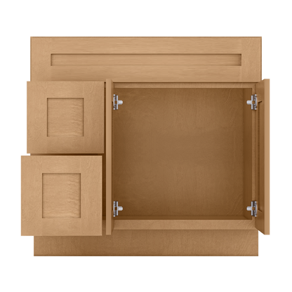 Vanity Sink Base Cabinet with Left Drawers 36 in W x 21 in D x 34 1/2 in H Shaker Toffee Bathroom Vanities