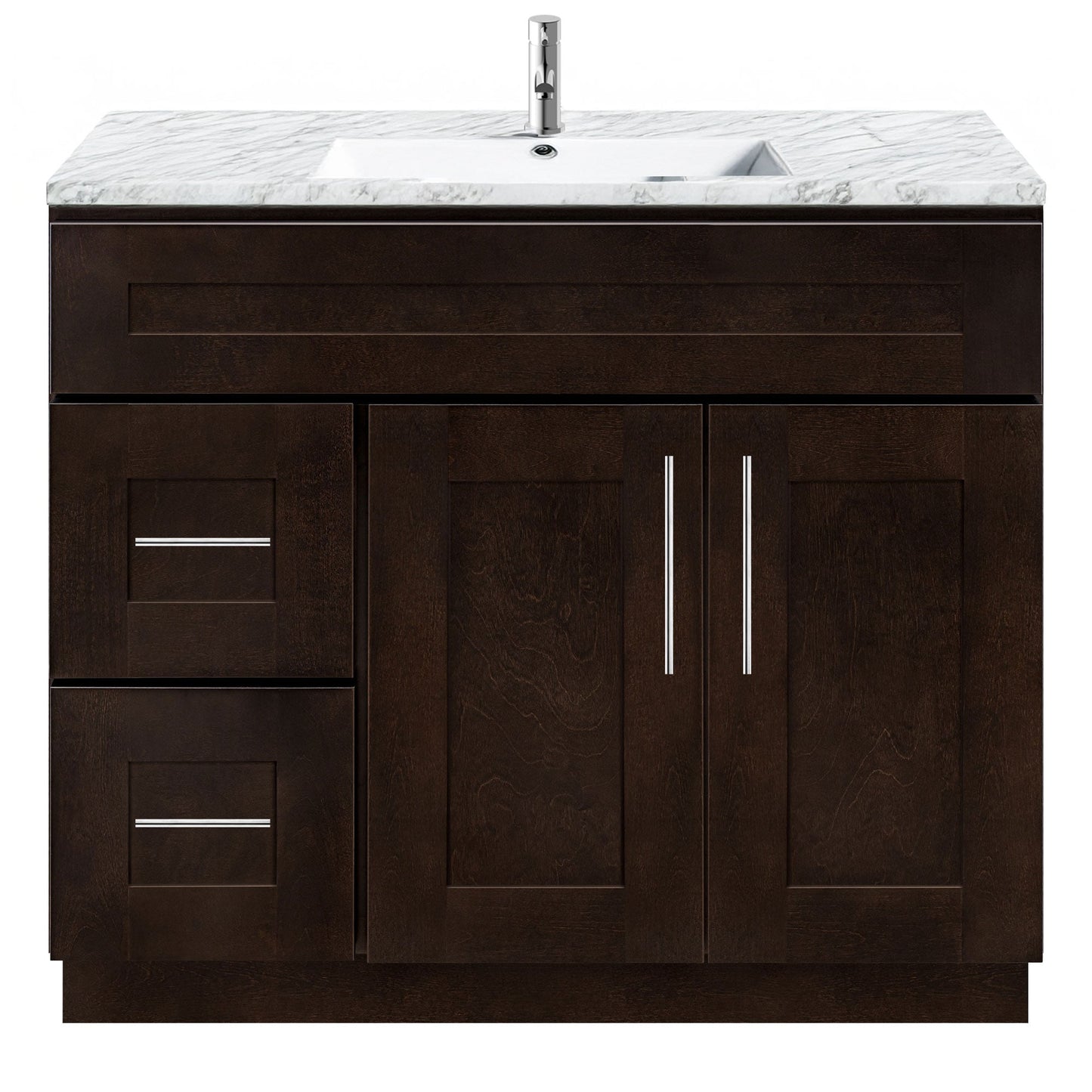 Vanity Sink Base Cabinet with Left Drawers 36 Inch Wide x 21 Inch Deep x 34 1/2 Inch High Espresso Shaker Series