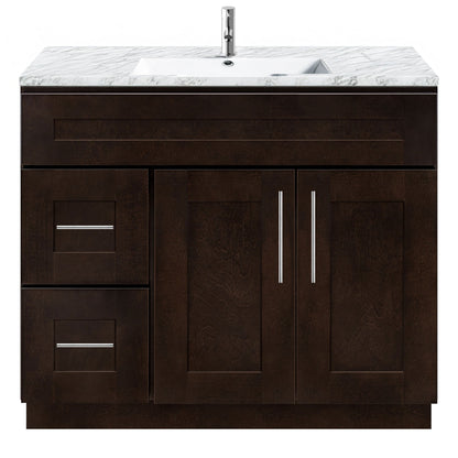 Vanity Sink Base Cabinet with Left Drawers 36 Inch Wide x 21 Inch Deep x 34 1/2 Inch High Espresso Shaker Series