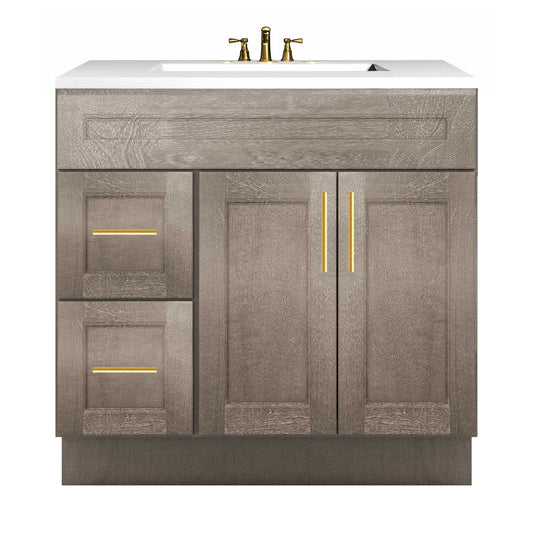 Vanity Sink Base Cabinet with Left Drawers 36 W x 21 D x 34 H - Milan Slate - Bathroom Vanities