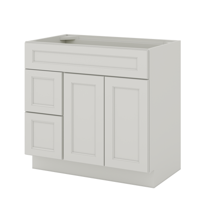Vanity Sink Base Cabinet with Left Drawers 36 W x 21 D x 34 H - Milan Pearl - Bathroom Vanities