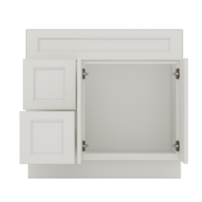 Vanity Sink Base Cabinet with Left Drawers 36 W x 21 D x 34 H - Milan Pearl - Bathroom Vanities