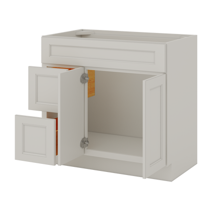 Vanity Sink Base Cabinet with Left Drawers 36 W x 21 D x 34 H - Milan Pearl - Bathroom Vanities