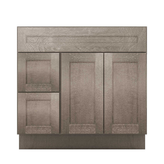 Vanity Sink Base Cabinet with Left Drawers 36 W x 21 D x 34 H - Milan Slate - Bathroom Vanities