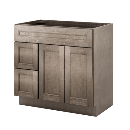 Vanity Sink Base Cabinet with Left Drawers 36 W x 21 D x 34 H - Milan Slate - Bathroom Vanities