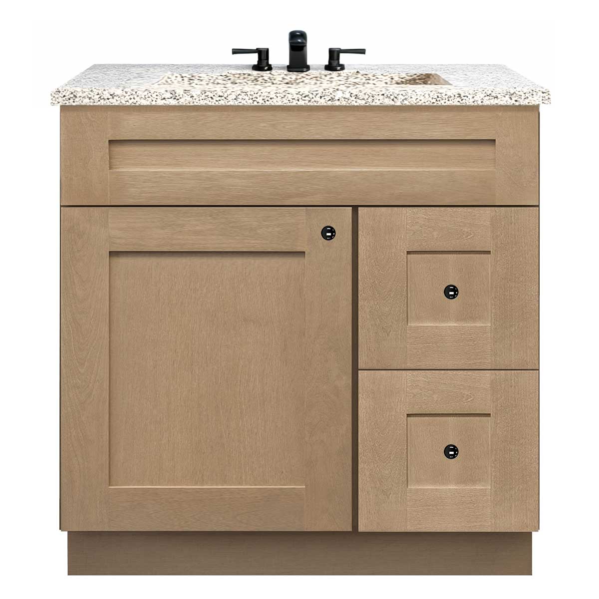 Vanity Sink Base Cabinet with Right Drawers 30 in W x 21 in D x 34 1/2 in H Shaker Toffee - Bathroom Vanities