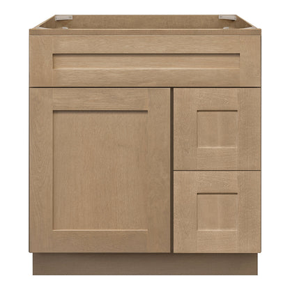 Vanity Sink Base Cabinet with Right Drawers 30 in W x 21 in D x 34 1/2 in H Shaker Toffee - Bathroom Vanities