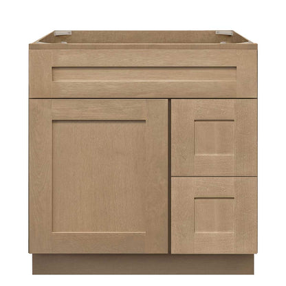 Vanity Sink Base Cabinet with Right Drawers 30 in W x 21 in D x 34 1/2 in H Shaker Toffee - Bathroom Vanities