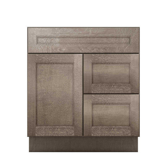 Vanity Sink Base Cabinet with Right Drawers 30 W x 21 D x 34 H - Milan Slate - Bathroom Vanities