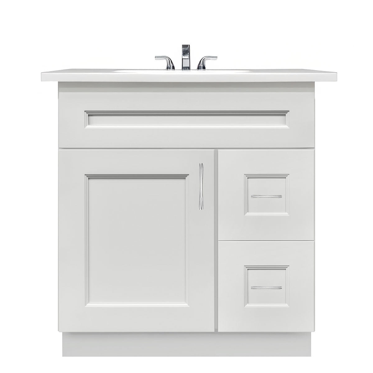 Vanity Sink Base Cabinet with Right Drawers 30 W x 21 D x 34 H - Milan Pearl - Bathroom Vanities