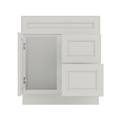Vanity Sink Base Cabinet with Right Drawers 30 W x 21 D x 34 H - Milan Pearl - Bathroom Vanities
