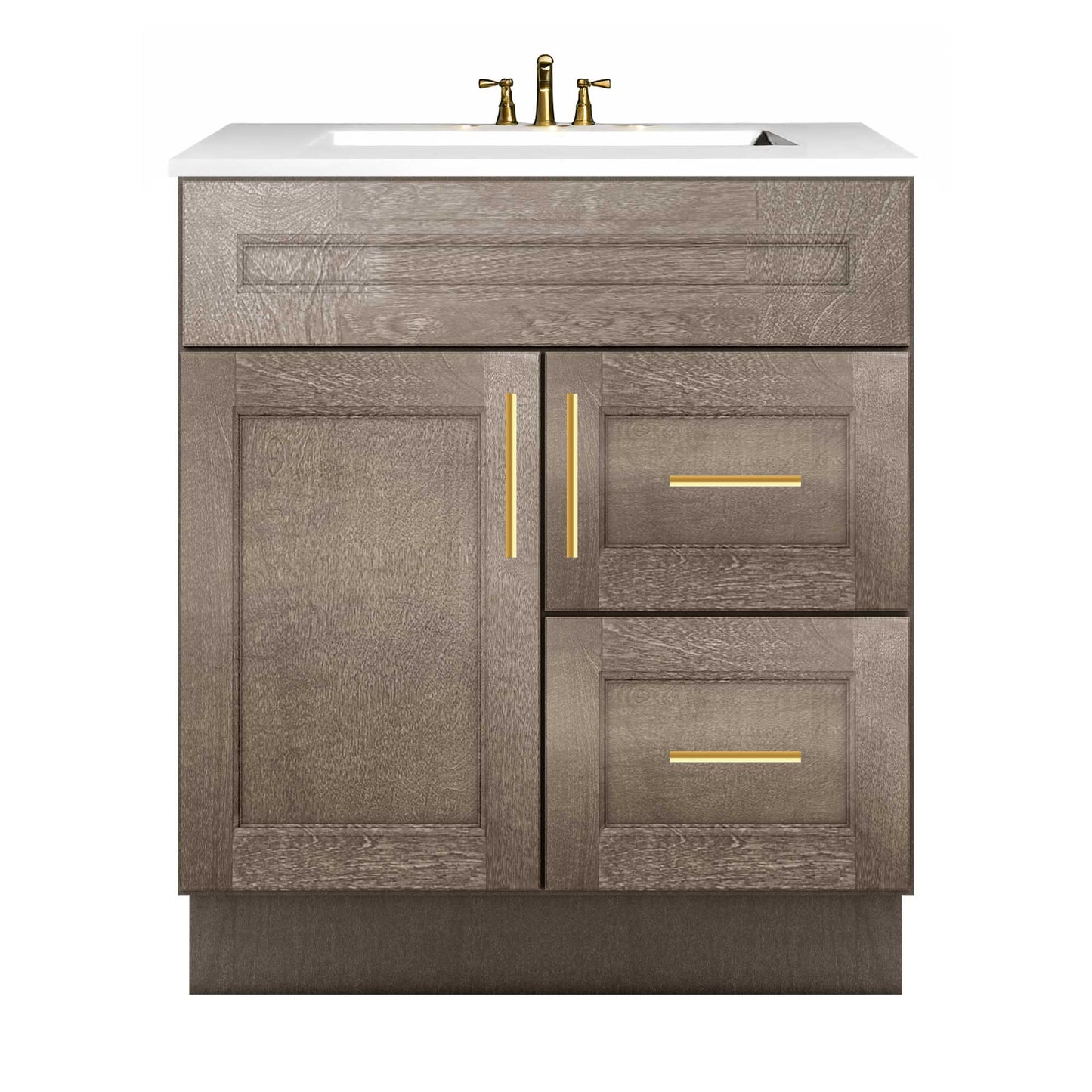 Vanity Sink Base Cabinet with Right Drawers 30 W x 21 D x 34 H - Milan Slate - Bathroom Vanities