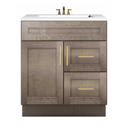 Vanity Sink Base Cabinet with Right Drawers 30 W x 21 D x 34 H - Milan Slate - Bathroom Vanities