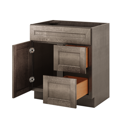 Vanity Sink Base Cabinet with Right Drawers 30 W x 21 D x 34 H - Milan Slate - Bathroom Vanities