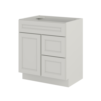 Vanity Sink Base Cabinet with Right Drawers 30 W x 21 D x 34 H - Milan Pearl - Bathroom Vanities